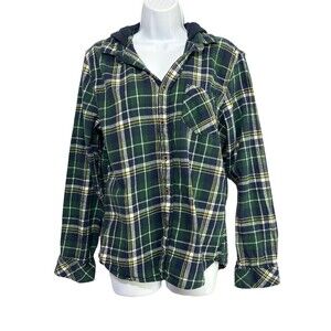 Nomad Flannel‎ Hoodie Size Large Navy Checkered Men's Casual Long Sleeve Button